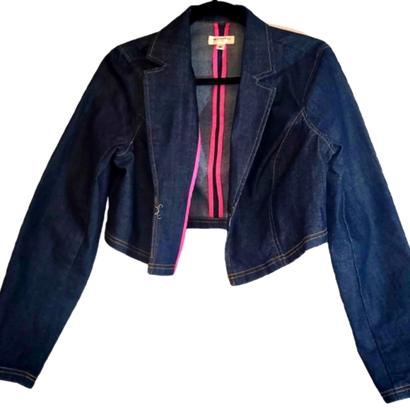 **EUC ISAAC MIZRAHI FASHIONABLE JEAN JACKET L - Picture 1 of 3